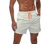 JustSun Maillot de Bain Homme Piscine Short de Bain Homme Court Séchage Rapide Blanc XL
