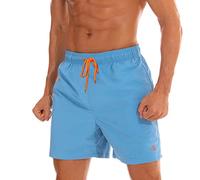 JustSun Maillot de Bain Homme Piscine Short de Bain Homme Court Séchage Rapide Short Plage Homme Natation Bleu Clair XL