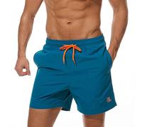 JustSun Maillot de Bain Homme Piscine Short de Bain Homme Court Séchage Rapide Short Plage Homme Natation Paon Bleu L