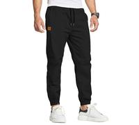 JustSun Pantalon Cargo Homme Chino Coton Jogging Sport Slim Fit Casual Sweatpants de Travail Avec Poches Noir 3XL