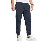 JustSun Pantalon Cargo Homme Chino Coton Jogging Sport Slim Fit Casual Sweatpants de Travail avec Poches Bleu 3XL