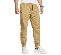 JustSun Pantalon Cargo Homme Coton Chino Jogging Sport Slim Fit Casual Sweatpants de Travail avec Poches Kaki 3XL