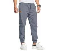 JustSun Pantalon Cargo Homme Coton Chino Jogging Sport Slim Fit Casual Sweatpants de Travail avec Poches Bleu Jean 3XL