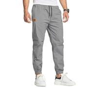 JustSun Pantalon Cargo Homme Coton - Chino, Jogging Sport Slim Fit, Casual Sweatpants de Travail Avec Poches - Gris 3XL