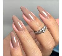 JUSTUNX 24 pcs Amande Faux Ongles Nude Rose Long Ongles French Press sur Ongles pour Femmes et Filles