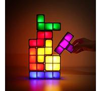 Justup Lampe, LED Empilable Veilleuse 7 Couleurs Verrouillage par Induction Lampe de Bureau 3D Diy Blocs Magiques Puzzles Jouet pour Enfants Adolescents Chambre Décoration Maison (Lampe LED)