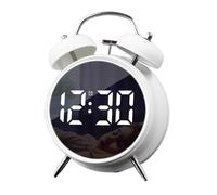 Justup Réveil Numérique Rond Silencieux avec Grand Affichage LED, Horloge Analogique Moderne, Affichage de la Date et de la Température, Blanc, Taille Unique