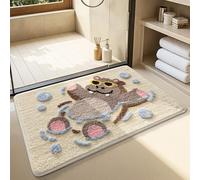 Justup Tapis de bain doux et antidérapant avec haute hygroscopicité - Pour salle de bain, salon, toilettes - 50 x 50 cm - Motif hippopotame