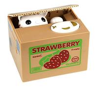 Justup Tirelire chat mignon - Tirelire en forme de chat - Vol - Pour économiser de l'argent - Cadeau pour enfants (fraise)