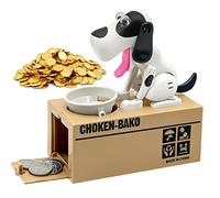 Justup - Tirelire en forme de chien affamé - Mastication des pièces de monnaie - Cadeau d'anniversaire pour enfants - Blanc
