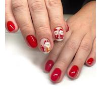 JUSTUSNX 24pcs rouge Noël faux ongles Santa Claus faux ongles femmes et les filles en appuyant court sur les ongles (B)