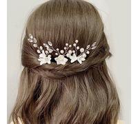 JUSTUSNX 3pcs or/argent mariée coiffure de mariage perle épingles à cheveux accessoires Bridal Crystal Flower pièces de cheveux pour femmes et filles (B)