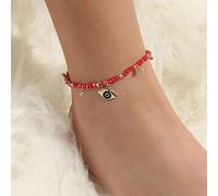 JUSTUSNX Bracelet de cheville bohème réglable en plusieurs couches avec perles de couleurs mélangées pour la plage et l'été, bijoux de pied pour femmes et filles (C)