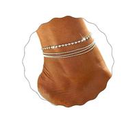 JUSTUSNX Bracelet de cheville bohème réglable en plusieurs couches avec strass pour la plage, l'été, bijoux de pied pour femmes et filles (B)
