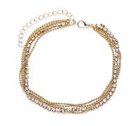 JUSTUSNX Bracelet de cheville bohème réglable en plusieurs couches avec strass pour la plage, l'été, bijoux de pied pour femmes et filles (A)