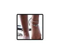 JUSTUSNX Bracelet de cheville de style ethnique en argent - Étoile de mer et tortue de mer - Accessoires réglables pour femmes et filles (C)
