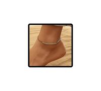 JUSTUSNX Bracelet de cheville réglable avec perles en argent pour femme et fille
