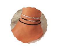 JUSTUSNX Bracelet de cheville réglable en couches de style bohème avec perles mixtes de couleurs pour la plage d'été pour femmes et filles 3 pièces, 20-28 cm, Argile