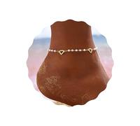 JUSTUSNX Bracelet de cheville réglable en or bohème avec perles/amour pour la plage, l'été, bijoux de pied pour femmes et filles