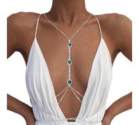 Justusnx chaîne de soutien - gorge en cristal vert mode chaîne de corps simple strass sexy bikini nightclub chaîne de corps femmes et filles accessoires (A)