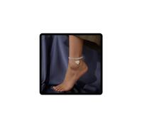 Justusnx Coeur Pendentif réglable chaîne de pied strass chaîne de pied plage été chaîne de pied femme et fille (B)