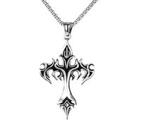 JUSTUSNX Collier avec pendentif en forme de croix, squelette et chaîne pour Halloween, accessoires de costume gothique, bijoux pour femmes et hommes, taille unique, Acier allié
