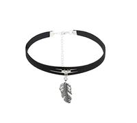 JUSTUSNX Collier ras du cou gothique avec pendentif croissant de corne et feuille - Accessoires d'Halloween pour femmes et filles (B)