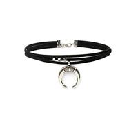 JUSTUSNX Collier ras du cou gothique en forme de croissant de corne et de feuille pour femmes et filles (A)