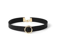 JUSTUSNX Collier ras du cou gothique noir en cuir synthétique fait à la main collier cercle en métal collier accessoires d'Halloween pour femmes et filles