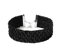 JUSTUSNX Collier ras du cou gothique noir fait à la main - Collier polyvalent en flanelle - Accessoires d'Halloween pour femmes et filles