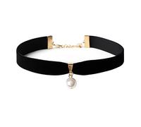 JUSTUSNX Collier ras du cou noir pendentif perles collier gothique vintage velours accessoire Halloween pour femme fille, Perle Plastique