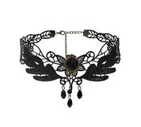 JUSTUSNX Collier rétro en dentelle avec pendentif en forme de rose - Style gothique - Accessoire d'Halloween pour femmes et filles (C)