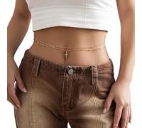 JUSTUSNX croix pendentif taille chaîne stratifié ventre chaîne sexy ventre chaîne femmes et filles corps bijoux accessoires (C)