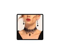 JUSTUSNX Ensemble collier et boucles d'oreilles pour Halloween, collier et boucles d'oreilles style vampire, accessoires de costume d'Halloween, bijoux gothiques pour femme, taille unique, Métal
