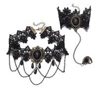 JUSTUSNX Ensemble collier et boucles d'oreilles pour Halloween, collier et boucles d'oreilles style vampire, accessoires de costume d'Halloween, bijoux gothiques pour femme, taille unique, Métal