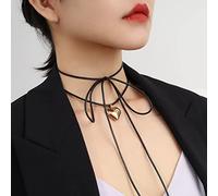 Justusnx noir gothique double Coeur Pendentif Choke collier Halloween accessoires pour femme et fille (a)