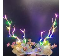 JUSTUSNX Pinces à cheveux en forme de bois de Noël avec fleur à DEL - Accessoires de cheveux de Noël pour femme (lumière colorée)