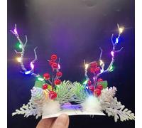 JUSTUSNX Pinces à cheveux en forme de bois de Noël avec fleurs à DEL - Accessoires de cheveux de Noël pour femme (lumière colorée)