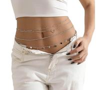 Justusnx strass sequin taille chaîne couches nombril chaîne sexy ventre chaîne corps bijoux accessoires pour les femmes et les filles (B)