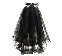 JUSTUSNX Voile de Mariage Noir Gothique 2 Niveaux - Accessoire Halloween Avec Peigne pour Femmes et Filles - Cosplay