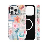 Jusy Coque de Protection magnétique pour iPhone 15, Motif Color-Block rétro d'été européen, Compatible avec MagSafe, Double Couche, Anti-Chocs