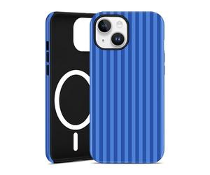 Jusy Coque Magnétique à Rayures pour iPhone 13/14, Bleu Outre-mer