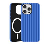 Jusy Coque Magnétique à Rayures pour iPhone 15 Pro Max, Bleu Outre-mer