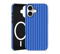 Jusy Coque Magnétique à Rayures pour iPhone 16 Plus, Bleu Outre-mer