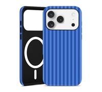 Jusy Coque Magnétique à Rayures pour iPhone 17 Pro Max, Bleu Outre-mer