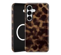 Jusy Léopard Coque pour Samsung Galaxy S25, Compatible MagSafe, Design esthétique et Mignon, Protection magnétique en TPU Souple et PC Dur, pour Femmes et Filles, Ecaille Tortue