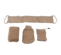 Jute Exfoliating Back Scrubber Kit, Jute Skin Scrubber with Concave Convex, Complete Bath Set Including Shower Glove Sponge and Storage Bag for Spa Like Cleansing a
