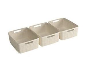 JUTE RECYCLING Set de 3 paniers de rangement M 12L Veba Blanc G