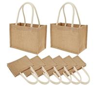 Jute Tote Bag 8 Pieces Large Portable Storage Pouch Reusable Shopping Carry | Hessian Tote Bag Set Offers Eight Large Portable Pouches, Suitable For Groceries, Party Supplies, , Household Items