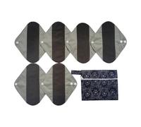 JUTESK Lot de 7 protège-slips lavables et réglables de 21 cm et mini sac humide (fibre de charbon de bambou) (dentelle noire et gris clair)